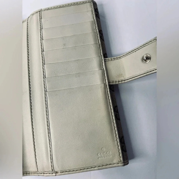 Authentic Gucci GG Long Wallet Beige White Gold Canvas Leather Monogram GUCCI - Picture 8 of 17